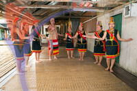 Bidayuh Dancers At Annah Rais Homestay, Kuching, Sarawak