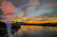 Sunset View of Floating Mosque And Darul Hana Bridge