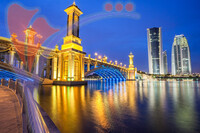 Seri Gemilang Bridge At Night in Putrajaya