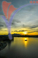 Sunset View of Floating Mosque And Darul Hana Bridge