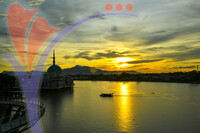 Sunset View of Floating Mosque And Darul Hana Bridge