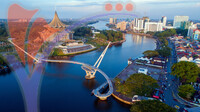 Kuching Waterfront River Drone View