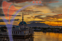 Sunset View of Floating Mosque And Darul Hana Bridge