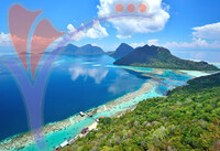 Aerial View of Tropical Island of Bohey Dulang