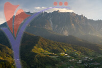 Kinabalu Mountain Peak in A Morning Sunrise, Highest Peak in Malaysia