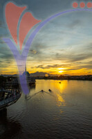 Sunset View of Floating Mosque And Darul Hana Bridge