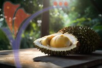 Durian Fruit On Wooden Table. Durian Is The King of Fruit.