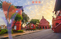 The Oriental Red Building in Melaka, Malacca, Malaysia.