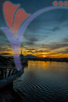 Sunset View of Floating Mosque And Darul Hana Bridge